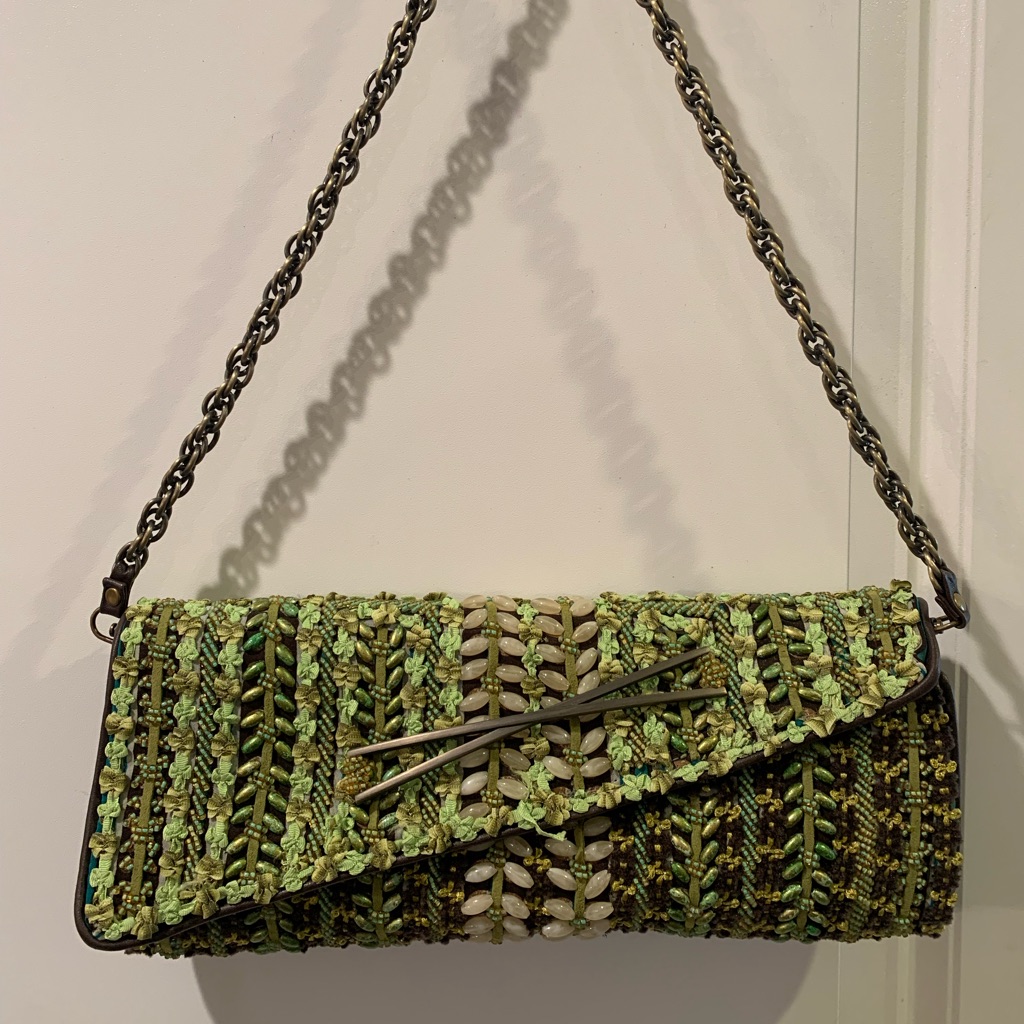 Mary Frances Green Beaded Handbag Clutch
